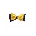 Pom Bow  Hair Bow - Navy Blue/Yellow Gold